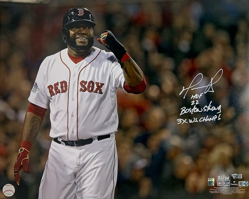 David Ortiz Autographed/Multi-Inscribed Boston Red Sox "Fist Pump" 16" x 20" Photograph LE 34 Fanatics