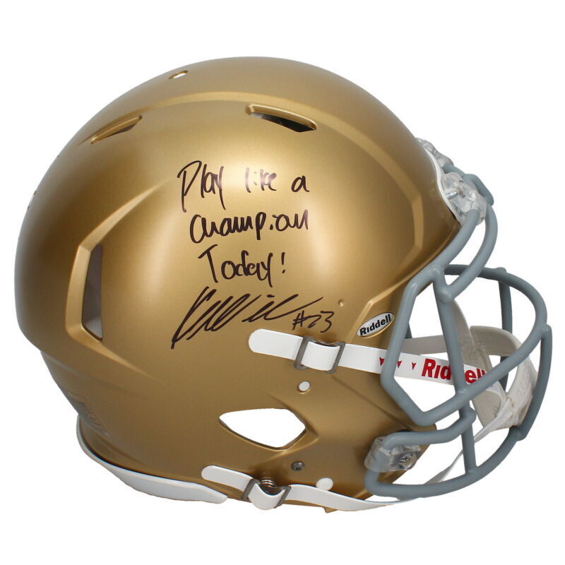 Kyren Williams Autographed/Inscribed "Play Like a Champion Today" Notre Dame Fighting Irish Speed Authentic Helmet LE 23 GDL & Beckett Witnessed