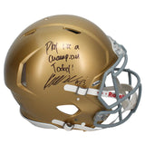 Kyren Williams Autographed/Inscribed "Play Like a Champion Today" Notre Dame Fighting Irish Speed Authentic Helmet LE 23 GDL & Beckett Witnessed