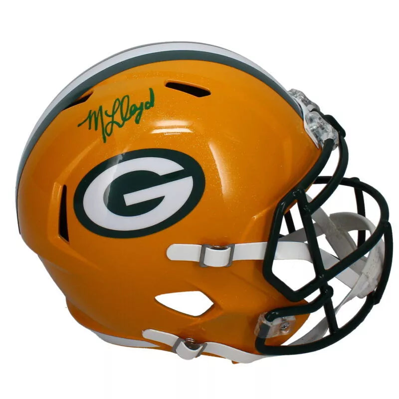 MarShawn Lloyd Autographed (In Green) Green Bay Packers Speed Full Size Helmet Beckett Witnessed