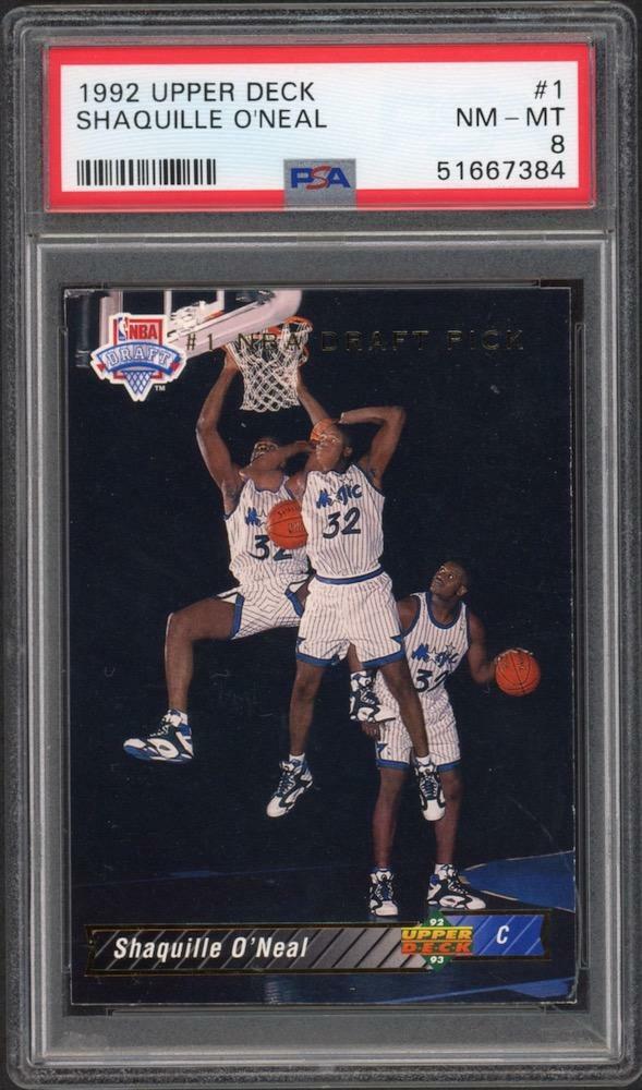 1992 SHAQUILLE O'NEAL Upper Deck RC #1 Trading Card PSA 8