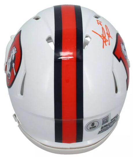 Steve Atwater Autographed Denver Broncos White 2023 Alternate Speed Mini Helmet Beckett Witnessed