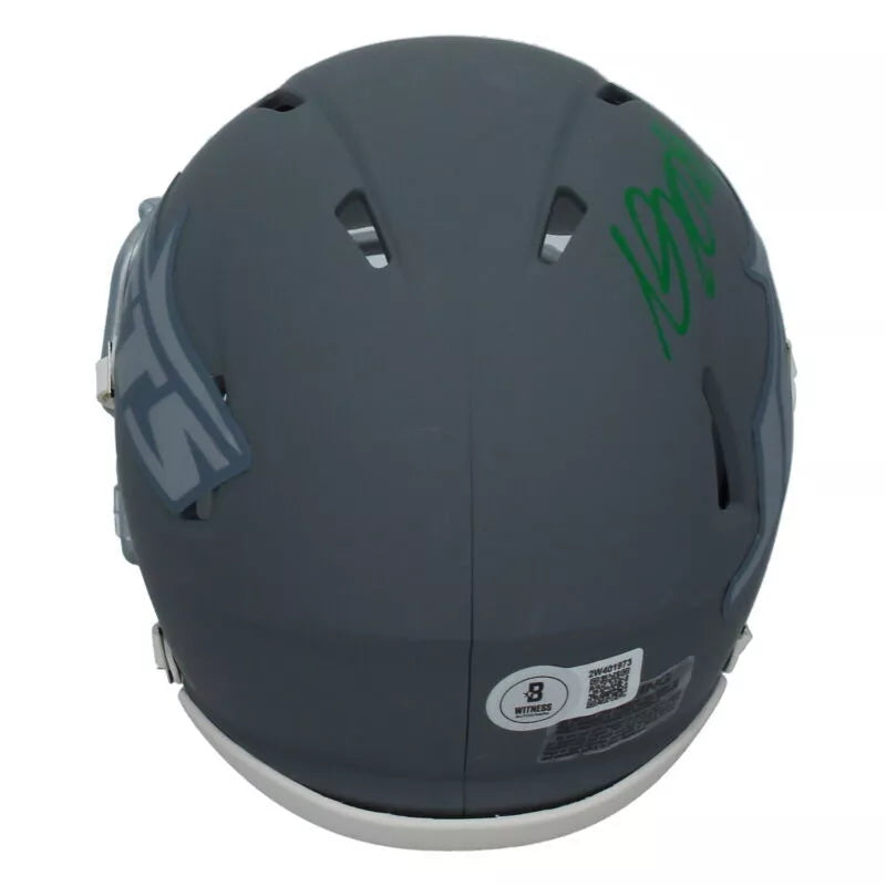 Davante Adams Autographed New York Jets Slate Speed Mini Helmet Beckett Witnessed