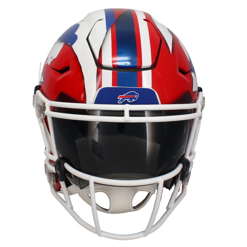 Josh Allen Autographed Buffalo Bills Custom Painted Ripped Speedflex Authentic Helmet Beckett Witnessed