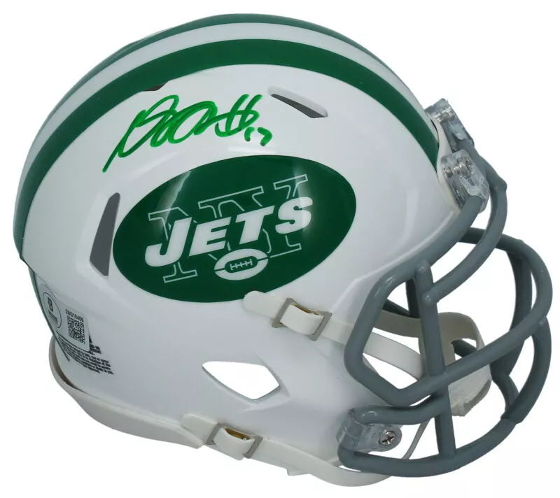 Davante Adams Autographed New York Jets White 2024 Alternate Onfield Classic Speed Mini Helmet Beckett Witnessed