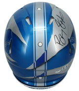 Barry Sanders Autographed Detroit Lions ECC Custom Ripped Blue/Silver Speed Authentic Helmet Beckett Witnessed