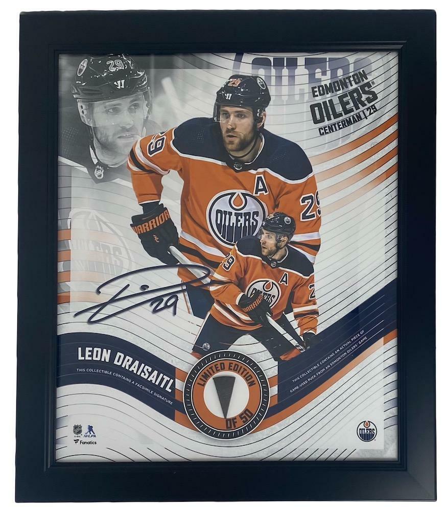 Leon Draisaitl Framed Edmonton Oilers 15 " x 17 " Game Used Puck Collage LE 50