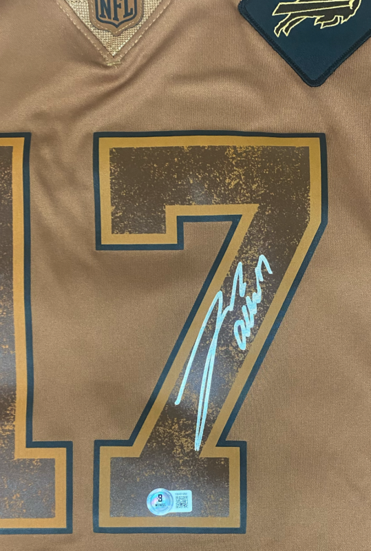 Josh Allen Autographed on Front Buffalo Bills 2023 Salute to Service Limited Jersey Beckett Witnessed