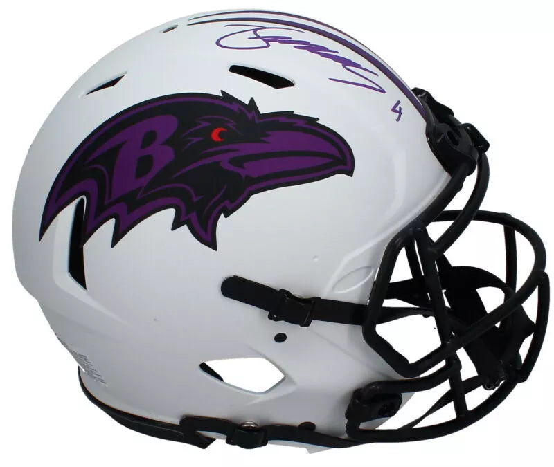 Zay Flowers Autographed Baltimore Ravens Speed Lunar Eclipse Authentic Helmet JSA Witnessed