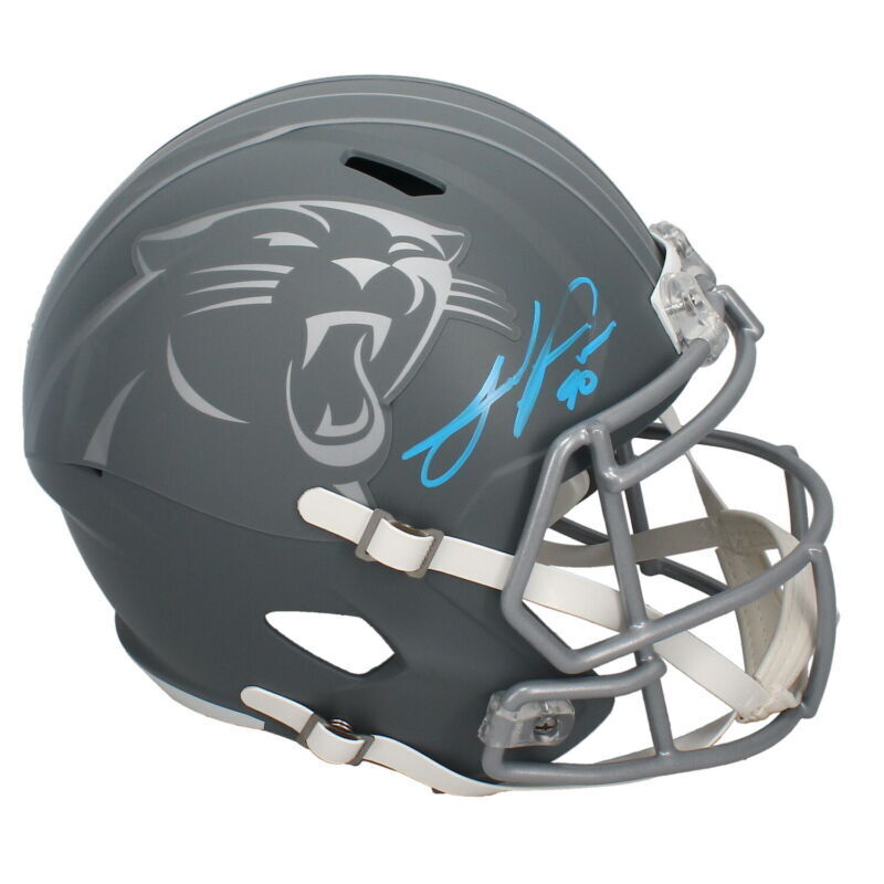 Julius Peppers Autographed Carolina Panthers Slate Speed Full Size Helmet Beckett Witnessed