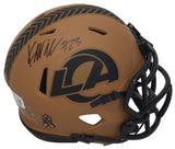 Kyren Williams Autographed Los Angeles Rams 2023 Salute to Service Speed Mini Helmet Beckett Witnessed