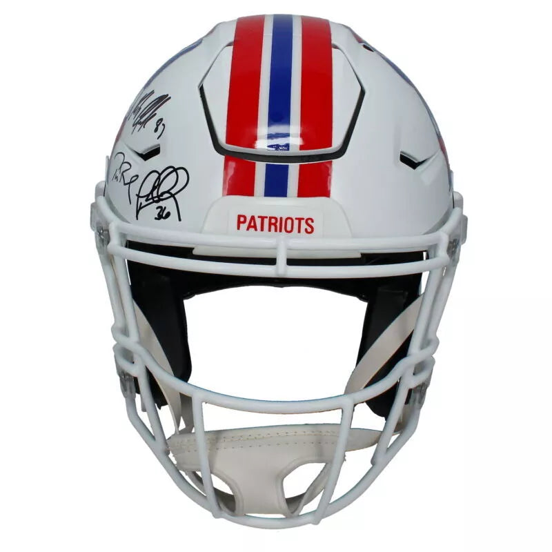 New England Patriots Legends (Brady, Gronkowski, Edelman + Five More) Multi-Autographed (black Ink) New England Patriots 1982-89 Throwback Speedflex Authentic Helmet Fanatics/Radtke LE 11/12