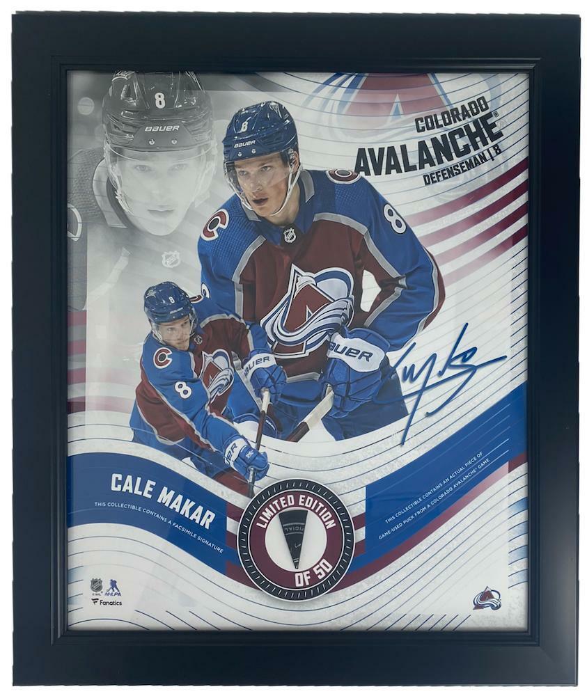 Cale Makar Framed Colorado Avalanche 15 " x 17 " Game Used Puck Collage LE 50