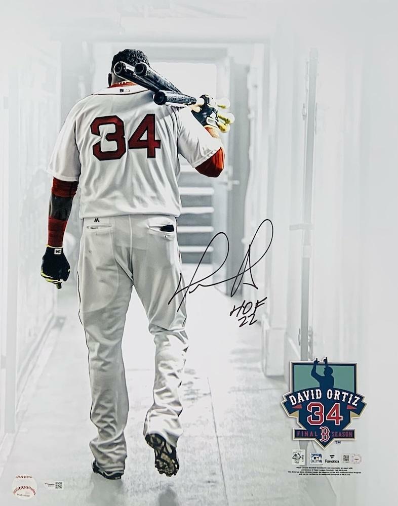 DAVID ORTIZ Boston Red Sox Autographed 16" x 20" White Tunnel Photograph with "HOF 22" Inscription FANATICS