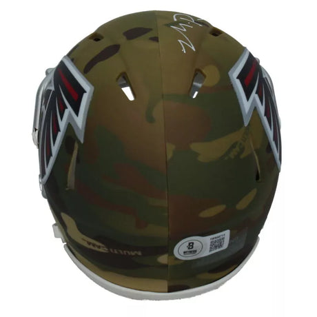 Michael Penix Jr. Autographed Atlanta Falcons CAMO Speed Mini Helmet Beckett Witnessed