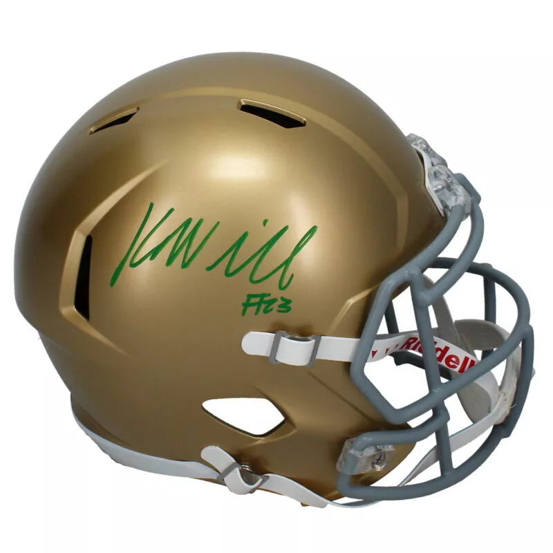 Kyren Williams Autographed (in Green) Notre Dame Fighting Irish Speed Full Size Helmet Beckett Witnessed