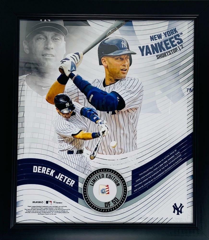 DEREK JETER Yankees Framed 15" x 17" Game Used Baseball Display LE 50