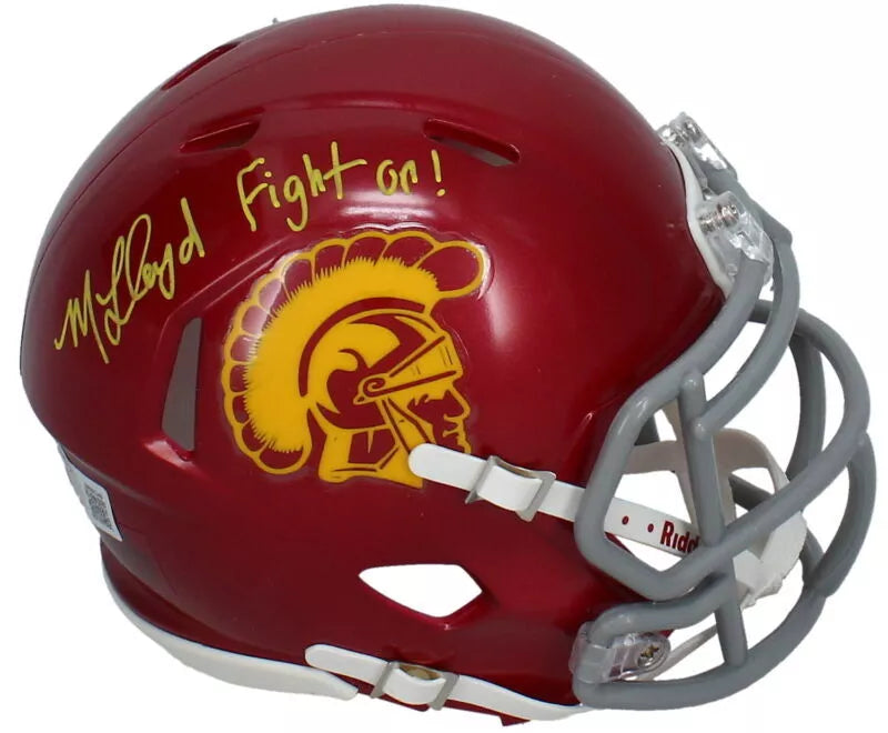 MarShawn Lloyd Autographed/Inscribed "Fight on!" USC Trojans Speed Mini Helmet Beckett Witnessed