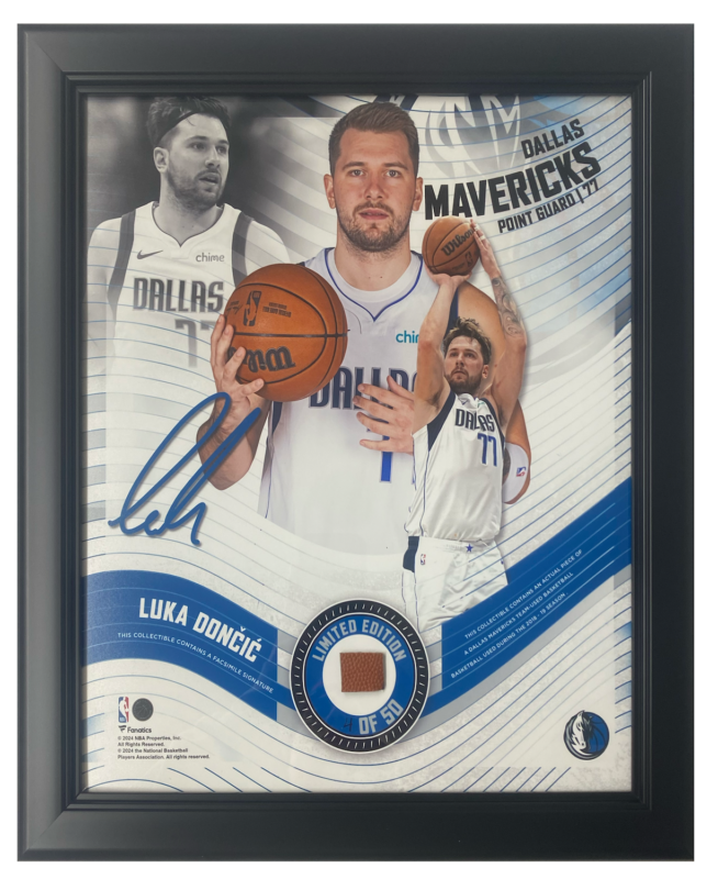 Luka Doncic Dallas Mavericks White Jersey Framed 15" x 17" Game Used Basketball Collage LE 50