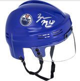 ZACH HYMAN Autographed Edmonton Oilers Blue Mini Helmet FANATICS