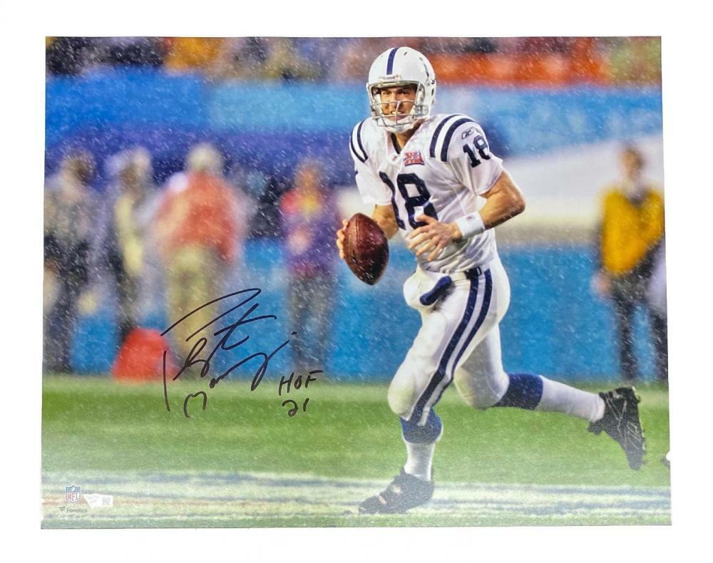 PEYTON MANNING Autographed/Inscribed HOF 21 Indianapolis Colts 16" x 20" Photograph FANATICS