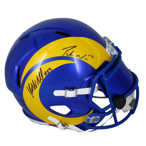 Kyren Williams/Puka Nacua Dual Autographed Los Angeles Rams Speed Full Size Helmet w/ Visor Fanatics/Beckett Witnessed