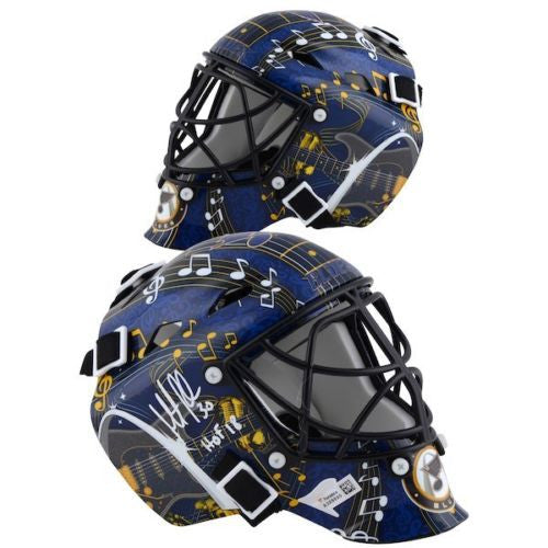 MARTIN BRODEUR Autographed "HOF 18" St. Louis Blues Mini Goalie Mask FANATICS