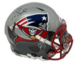 TOM BRADY Autographed New England Patriots/Tampa Bay Buccaneers "Mash Up" Custom Authentic Speed Helmet FANATICS LE 1/12