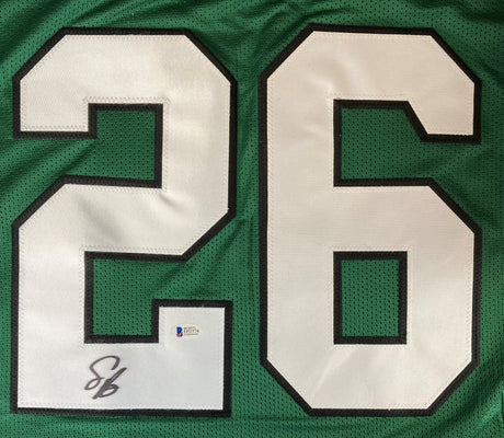 Saquon Barkley Philadelphia Signed Kelly Green Football Jersey Rookie Era BAS