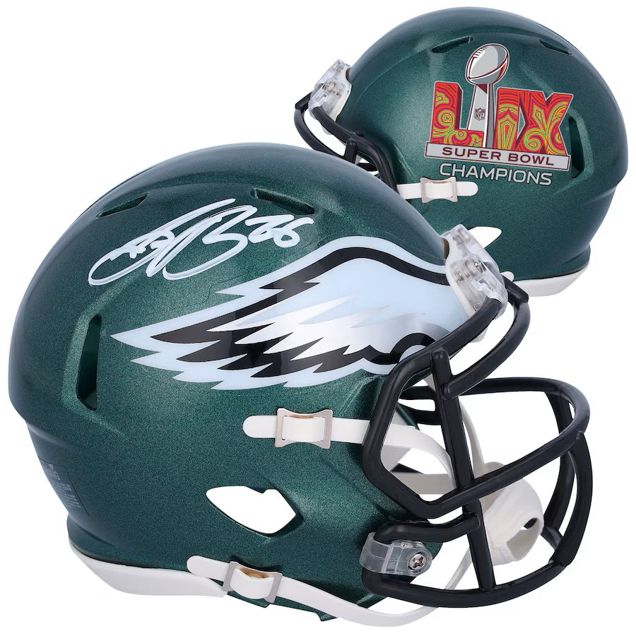 PRE ORDER Saquon Barkley Signed Eagles Super Bowl 59 Mini Speed Helmet