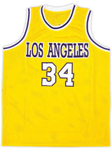 Shaquille O'Neal Los Angeles Signed Gold Basketball Jersey BAS - Sports Integrity