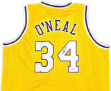 Shaquille O'Neal Los Angeles Signed Gold Basketball Jersey BAS - Sports Integrity