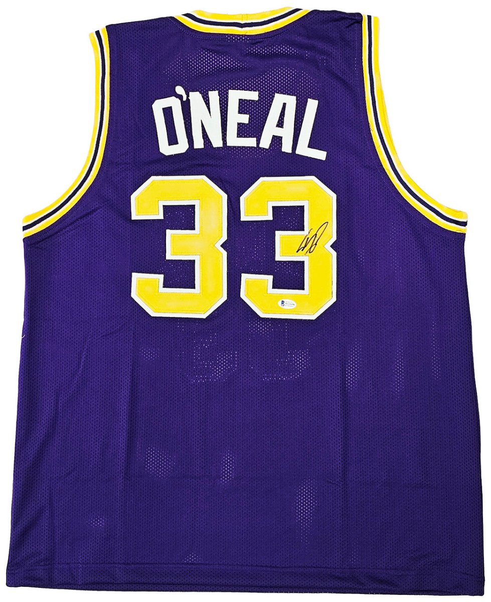 Shaquille O'Neal Signed Purple College Basketball Jersey BAS - Sports Integrity