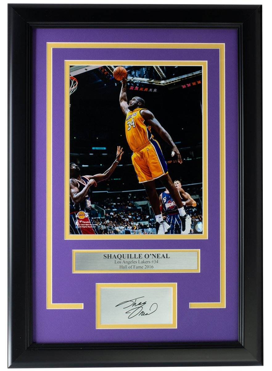 Shaquille O'Neal Framed 8x10 L.A. Lakers Dunk Photo w/Laser Engraved Signature - Sports Integrity