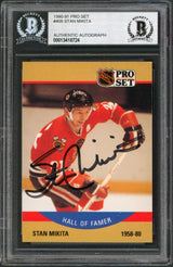 Blackhawks Stan Mikita Authentic Signed 1990 Pro Set #405 Card BAS Slabbed