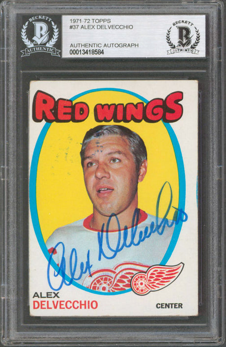 Red Wings Alex Delvecchio Authentic Signed 1971 Topps #37 Card BAS Slabbed