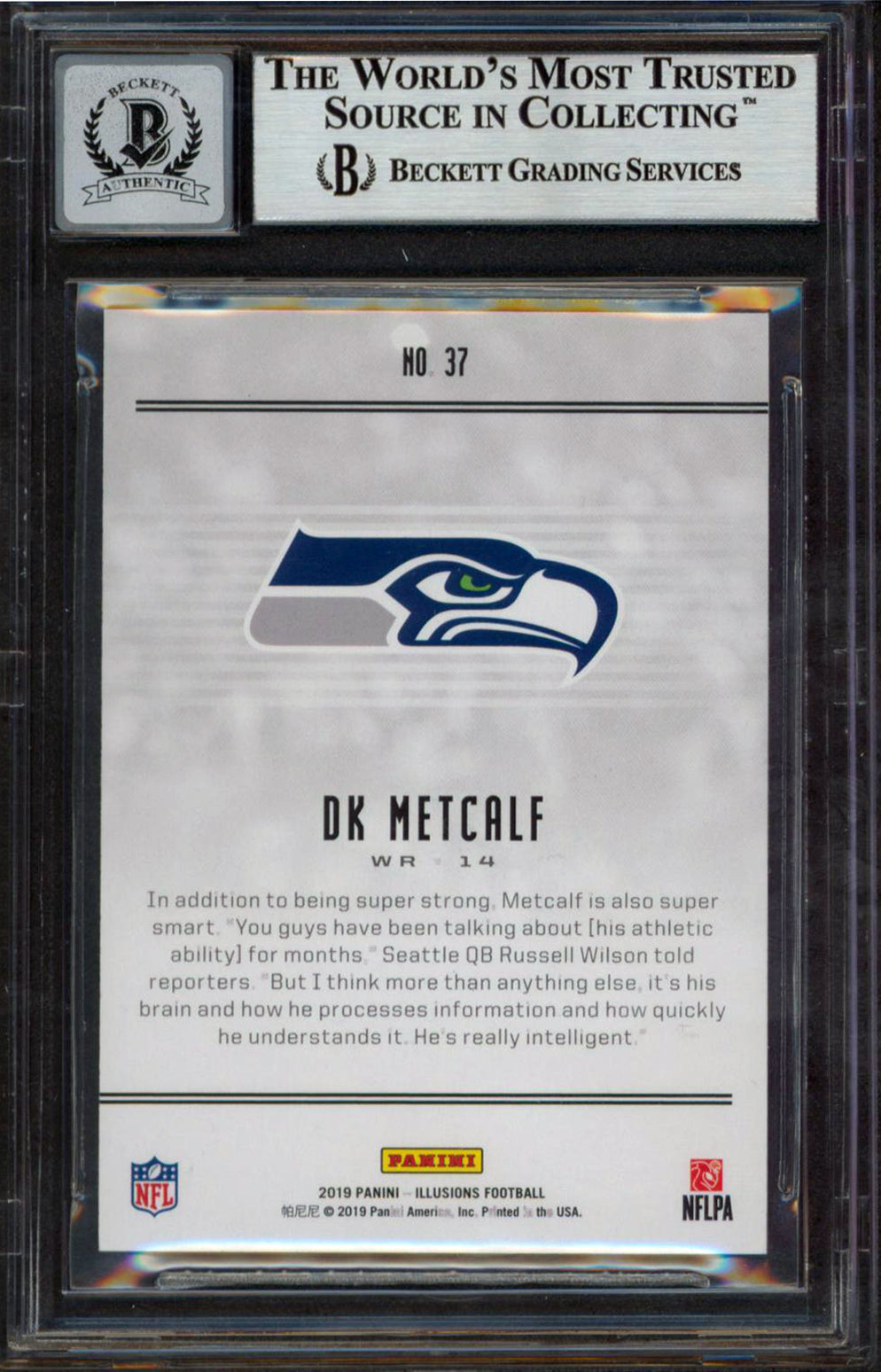 Seahawks D.K. Metcalf Signed 2019 Panini Illusions #37 RC Auto 10! BAS Slabbed