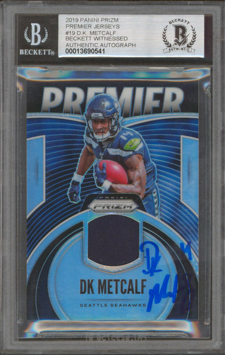 Seahawks D.K. Metcalf Signed 2019 Panini Premier Jerseys 19 RC Auto 10! BAS Slab