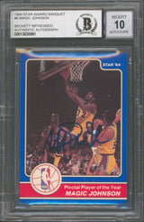 Lakers Magic Johnson Signed 1984 Star Award Banquet #6 Card Auto 10! BAS Slabbed