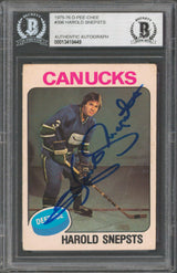 Canucks Harold Snepsts Authentic Signed 1975 O-Pee-Chee #396 Card BAS Slabbed