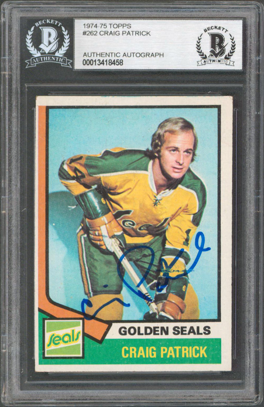 Capitals Craig Patrick Authentic Signed 1974 Topps #262 Card BAS Slabbed