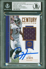 Ravens Ray Lewis Signed 2018 Panini Encased Century Mat #20 #39/50 Card BAS Slab