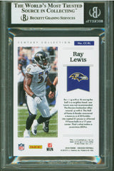 Ravens Ray Lewis Signed 2018 Panini Encased Century Mat #20 #39/50 Card BAS Slab