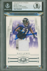 Ravens Ray Lewis Signed 2007 Donruss Threads Jerseys #6 Card Auto 10! BAS Slab