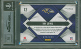 Ravens Ray Lewis Signed 2010 Panini Threads Franchise Fabrics #12 Card BAS Slab