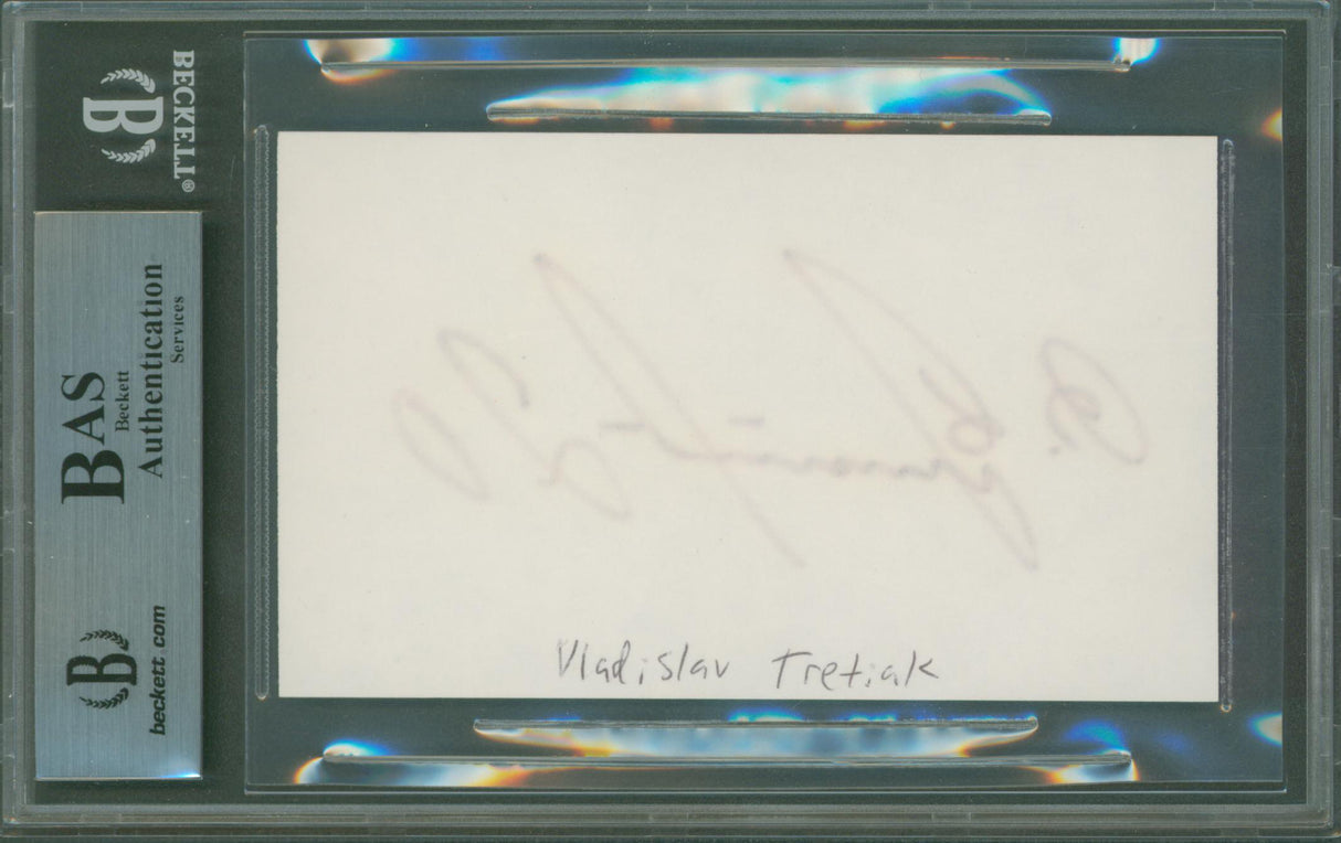 Canadiens Vladislav Tretiak Authentic Signed 3x5 Index Card BAS Slabbed 1