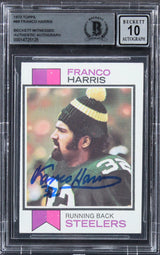 Steelers Franco Harris Authentic Signed 1973 Topps #89 Card Auto 10! BAS Slabbed