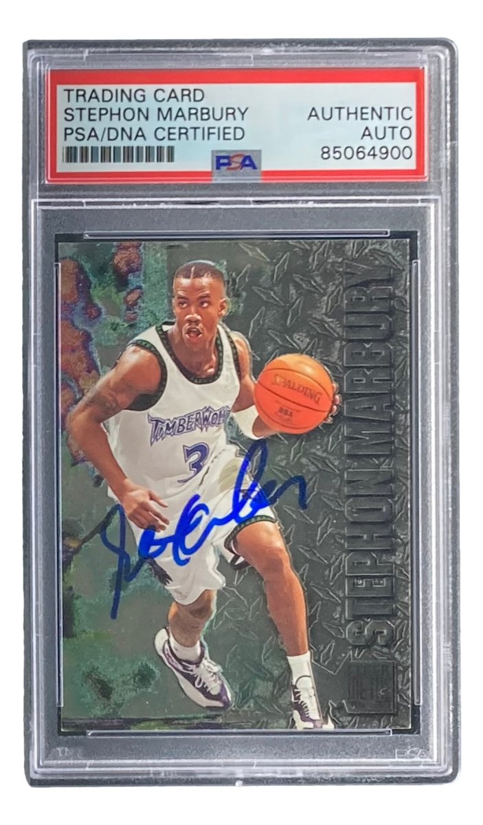 Stephon Marbury Signed 1997 Fleer #189 Timberwolves Rookie Card PSA/DNA - Sports Integrity