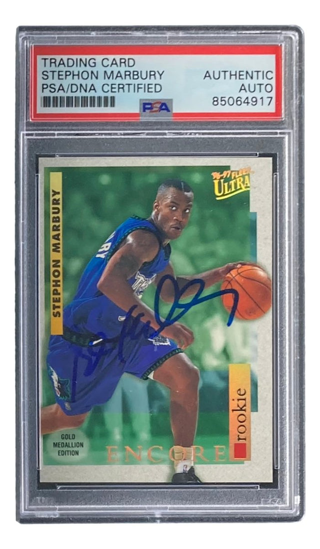 Stephon Marbury Signed 1997 Fleer #G - 272 Timberwolves Rookie Card PSA/DNA - Sports Integrity