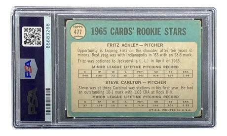 Steve Carlton Signed Cardinals 1965 Topps #477 Rookie Card PSA/DNA VG 3 Auto 10 - Sports Integrity